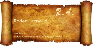Roder Arnold névjegykártya